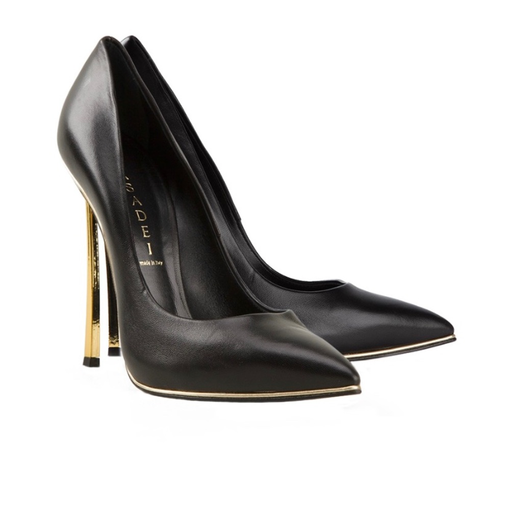 Cascade Black Blade skin leather gold heel + trim